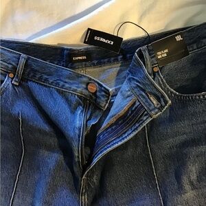 Express Women's Flare Stitched Blue Jeans Size 18L